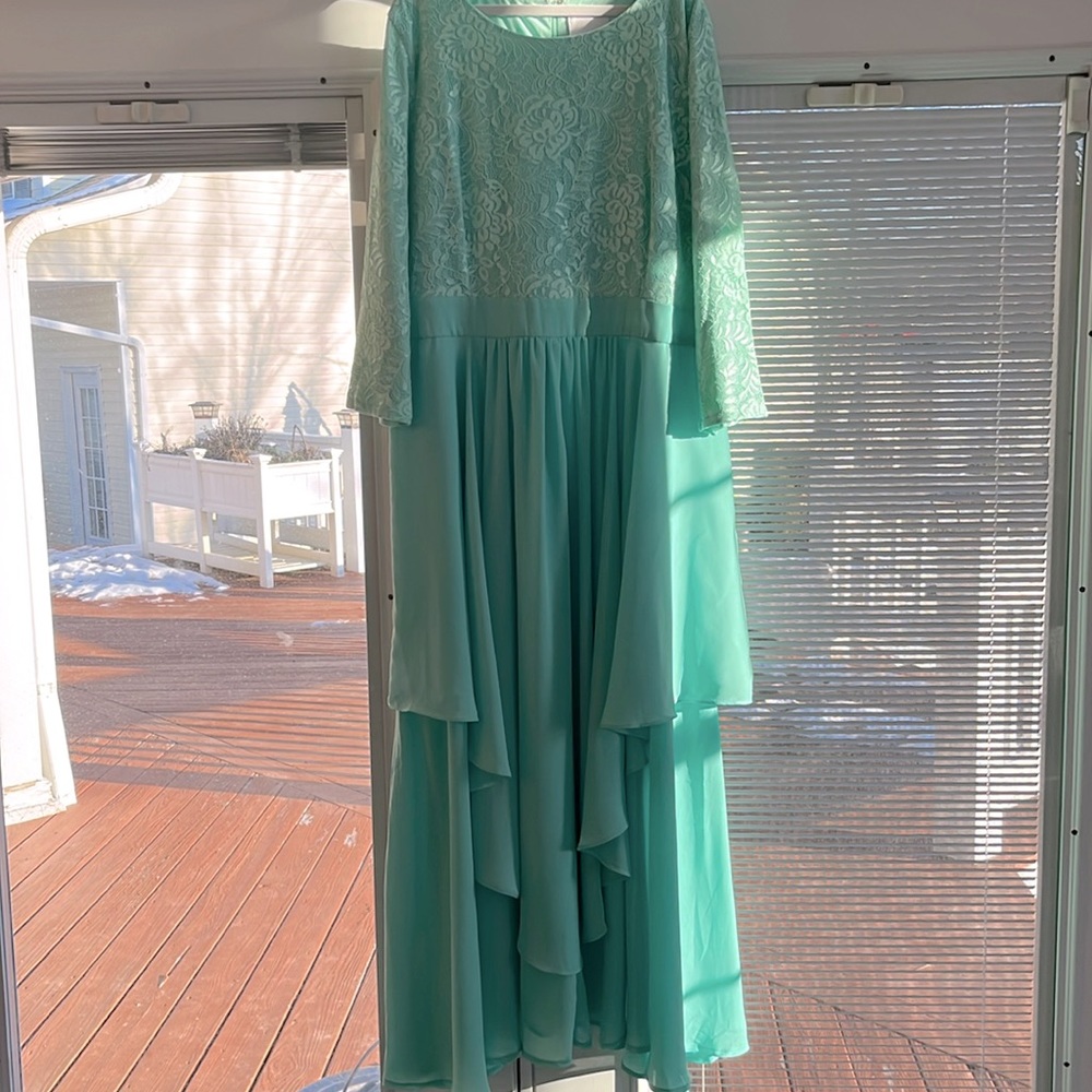Mint ruffled lace dress